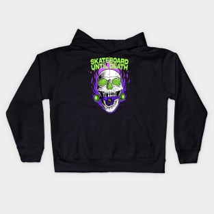 Skate Until Death Skull Skateboard SK8 Punk Tattoo Mini Ramp Kids Hoodie